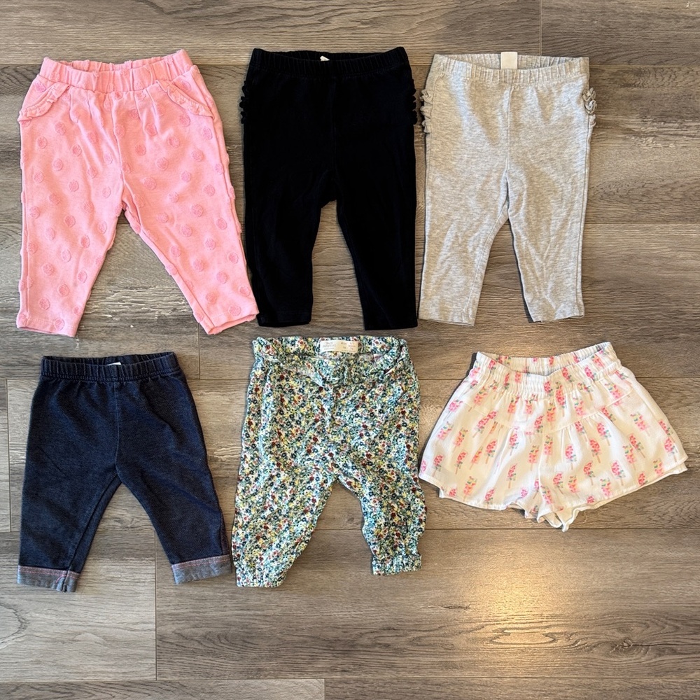 Six Assorted Baby Girl Bottoms